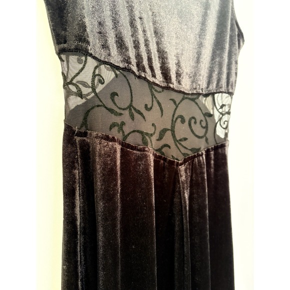 Vtg 90s All That Jazz Velvet Lace Holiday Peek-a-Boo Maxi Dress M Cutouts - Picture 6 of 11